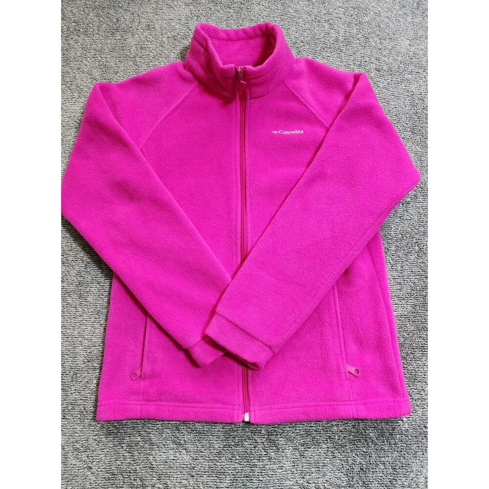 Columbia‎ Girls Size Large 14-16 Full Zip Pink Fleece Jacket
